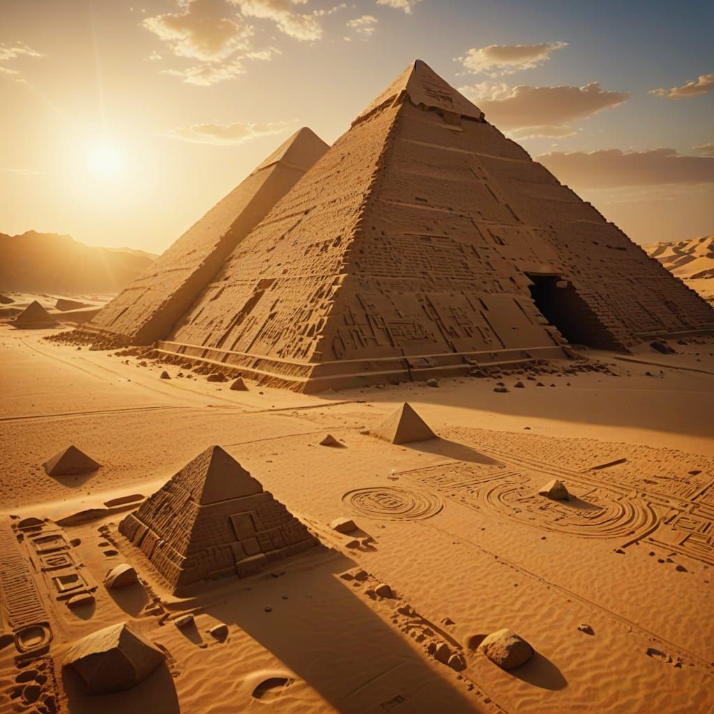 Golden Hour Pyramids and Pharaohs in Ancient Egyptian Art