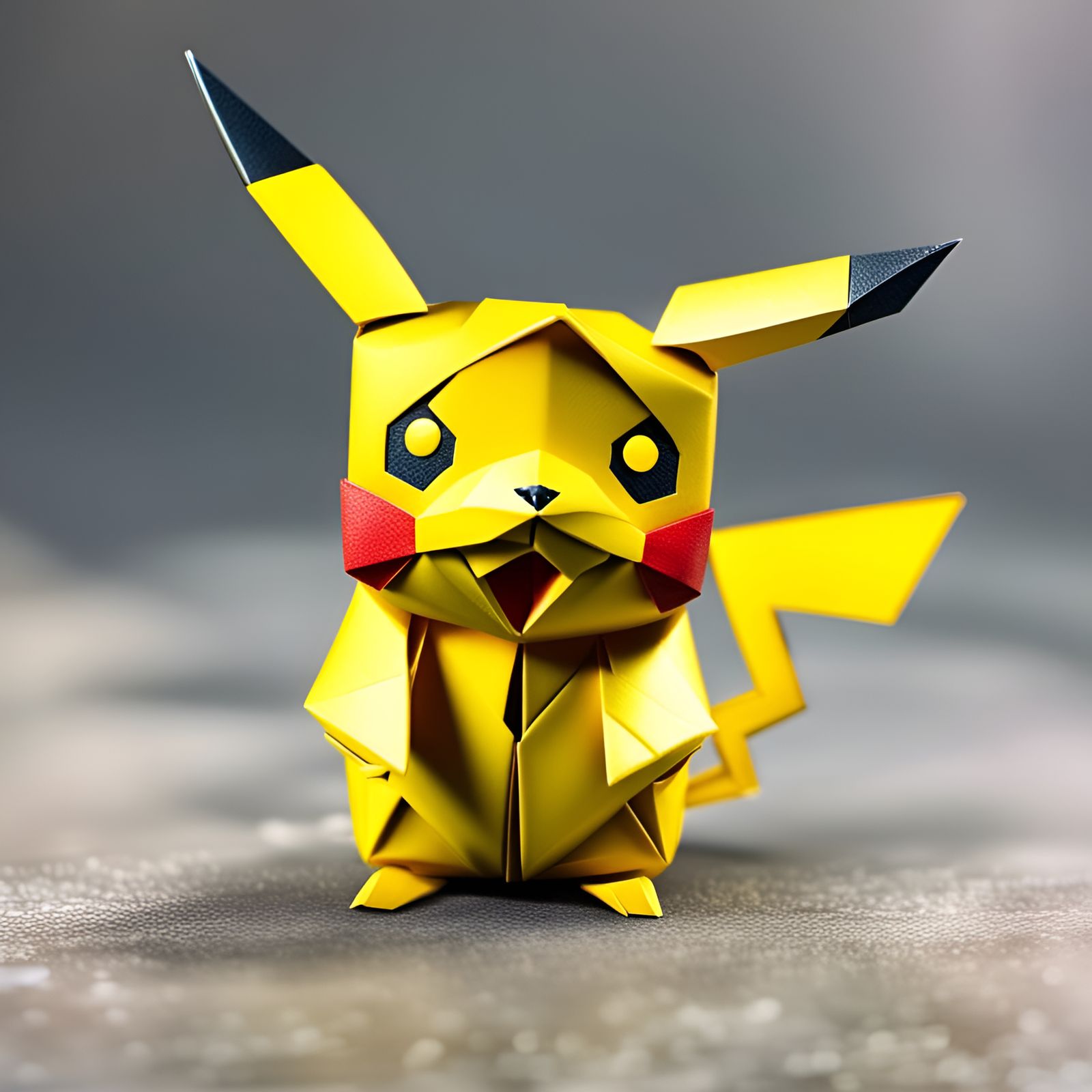Intricate Origami Pikachu in Traditional Japanese Style
