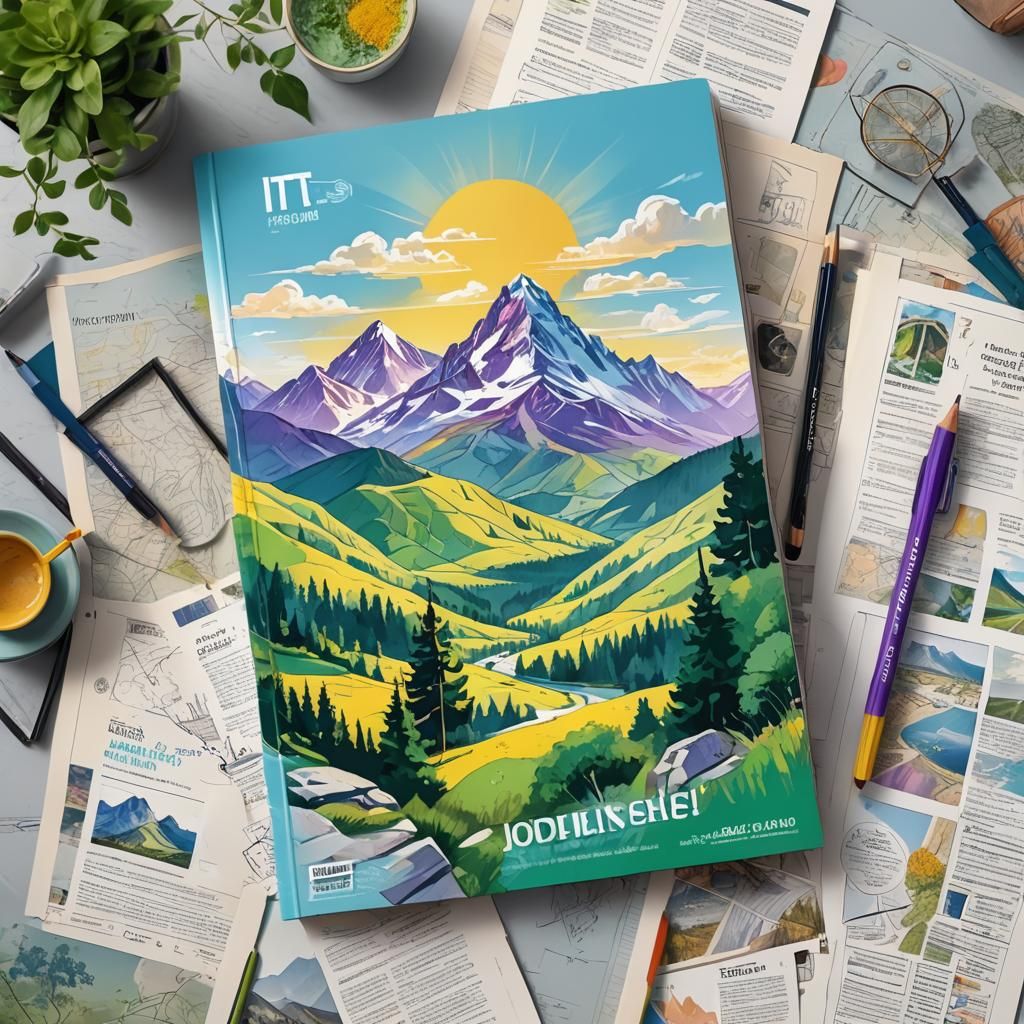 Magazine Cover: Summer Mountain Landscape in Bauhaus Style