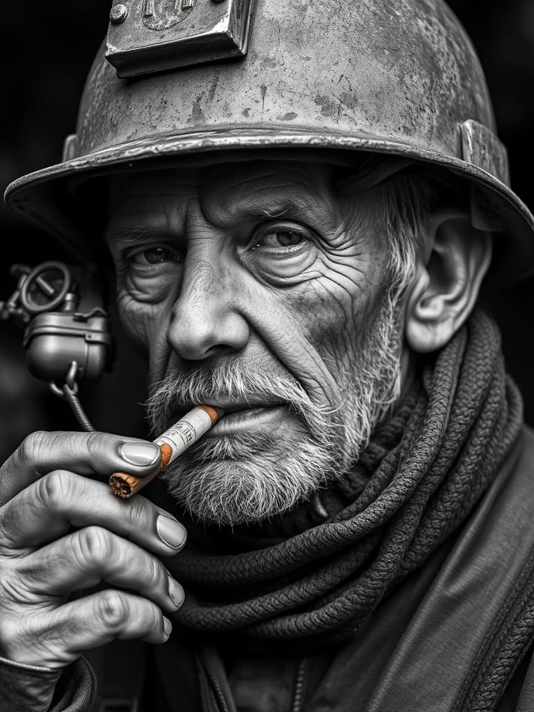 Photorealistic Portrait of an Old Coal Miner