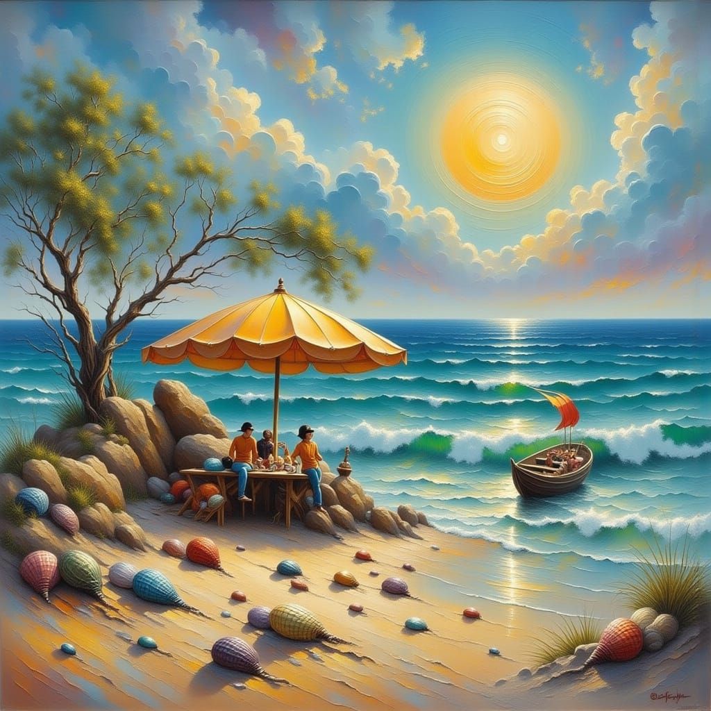 Sally Sells Seashells: A Coastal Oil Painting