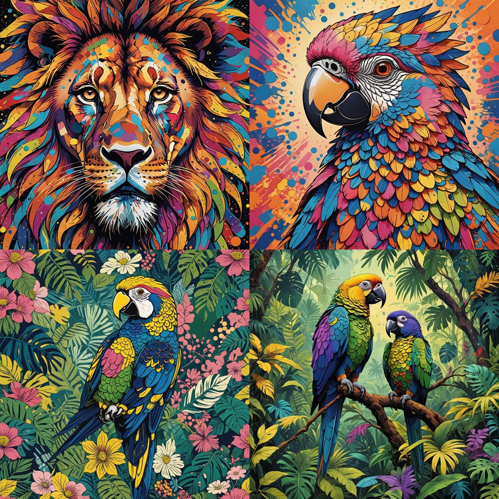 Bold Pop Art Animal Painting in Bright Colors