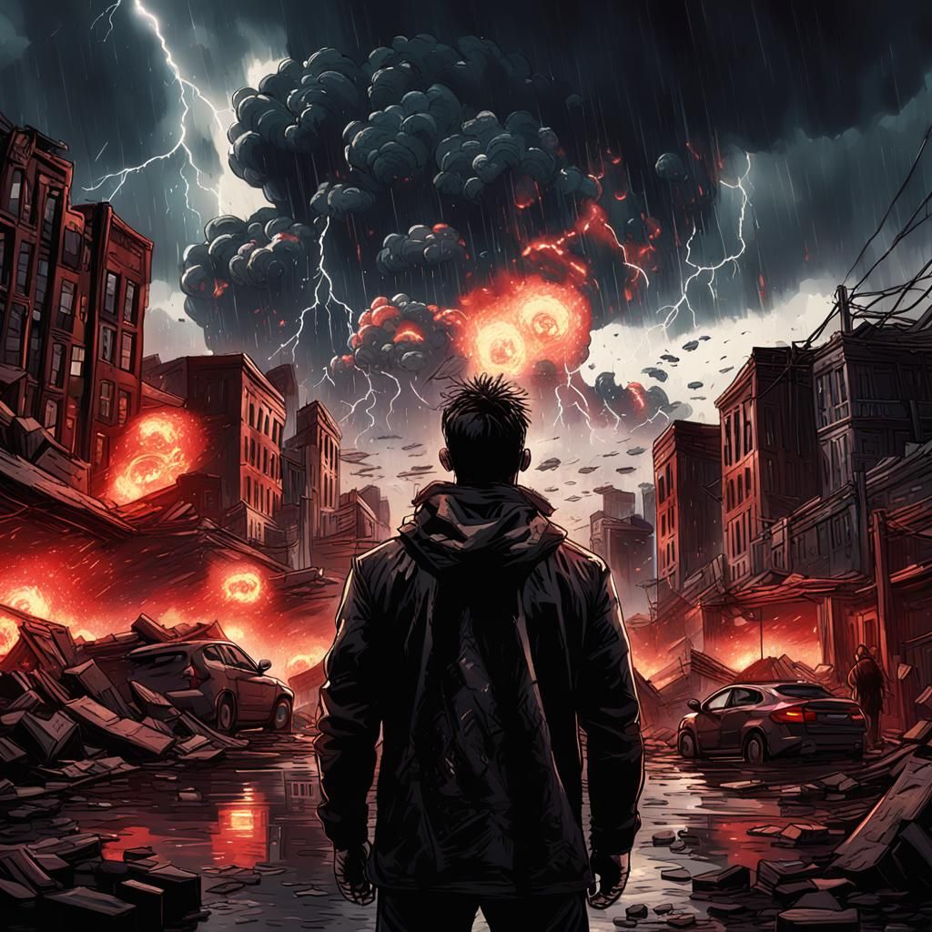 Dystopian City Explosions in Cinematic Style