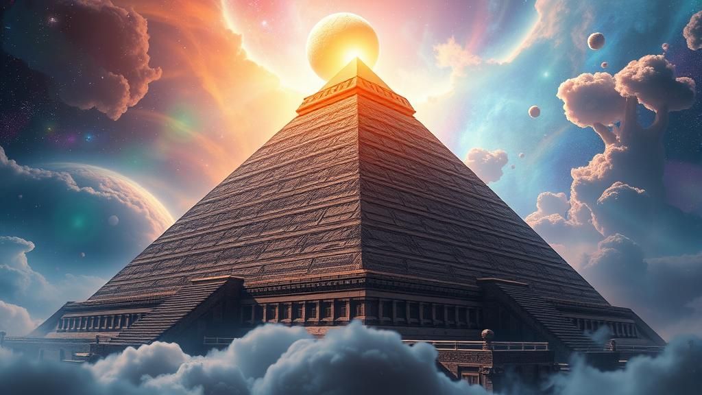 Majestic Pyramid in Kaleidoscopic Nebula, Dreamlike Fusion