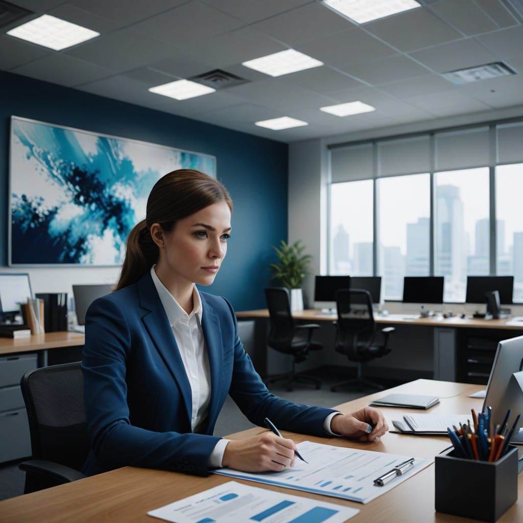 Stressed Hiring Manager in Modern Office Setting