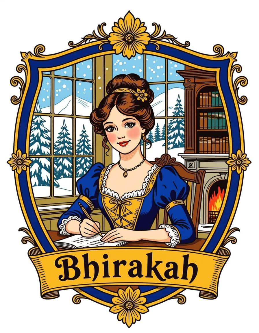 Victorian Logo Emblem for Bhirakah with Lady Writing