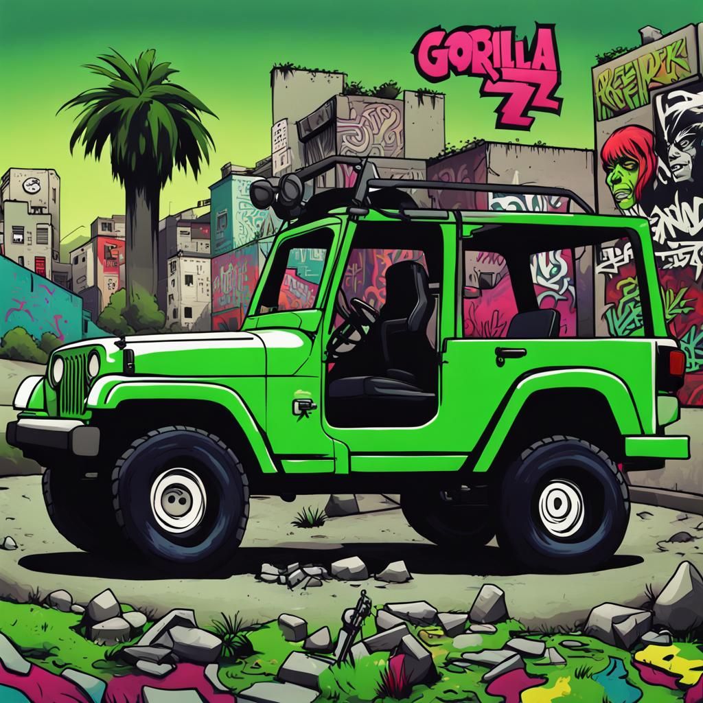 Urban Vinyl Graffiti Background in Gorillaz Style