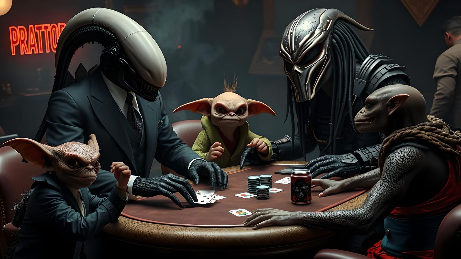 Xenomorph and Predator Play Poker