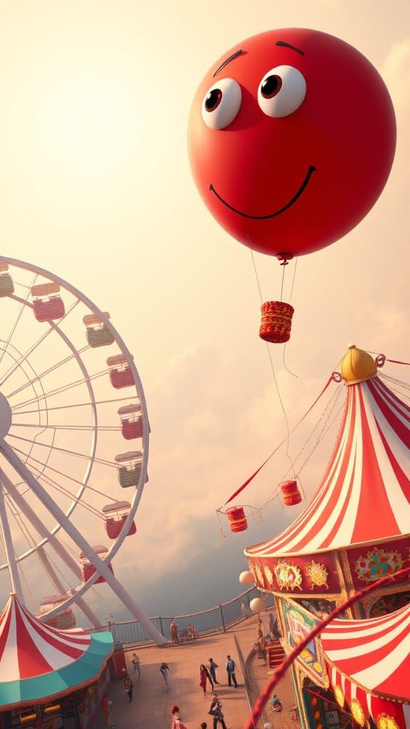 Surreal Carnival Scene from a Balloon's Eye View in Vibrant ...