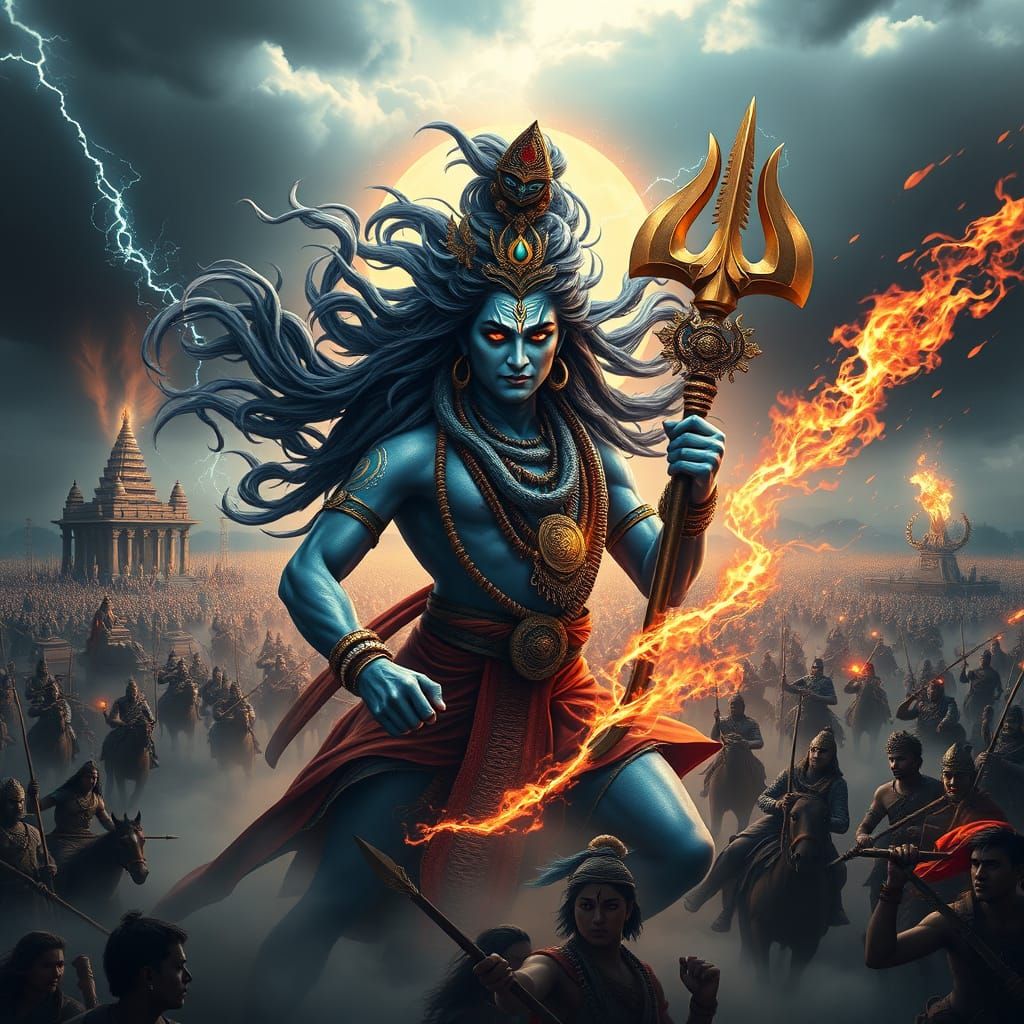 Lord Shiva, Cosmic Warrior, Conquers the Indian Battlefield