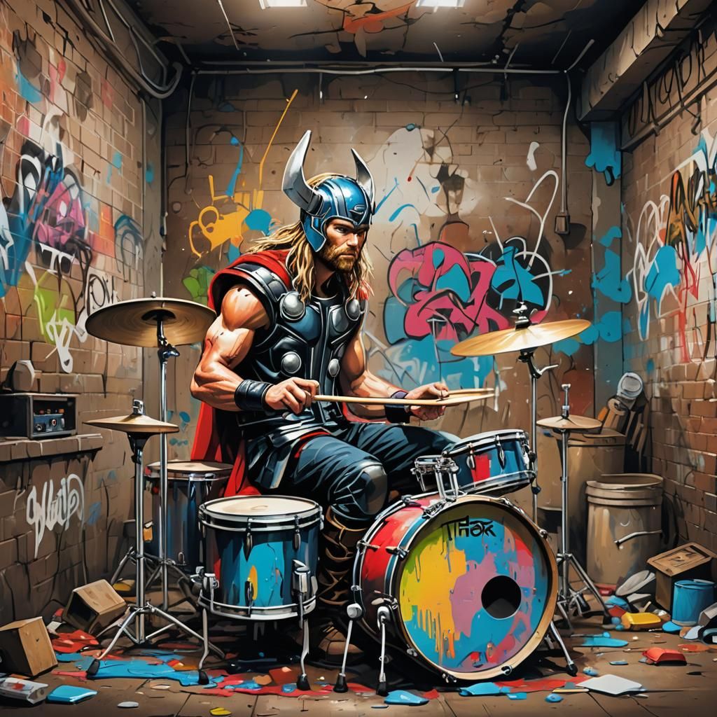 Thor Plays Drums: Graffiti Street Art
