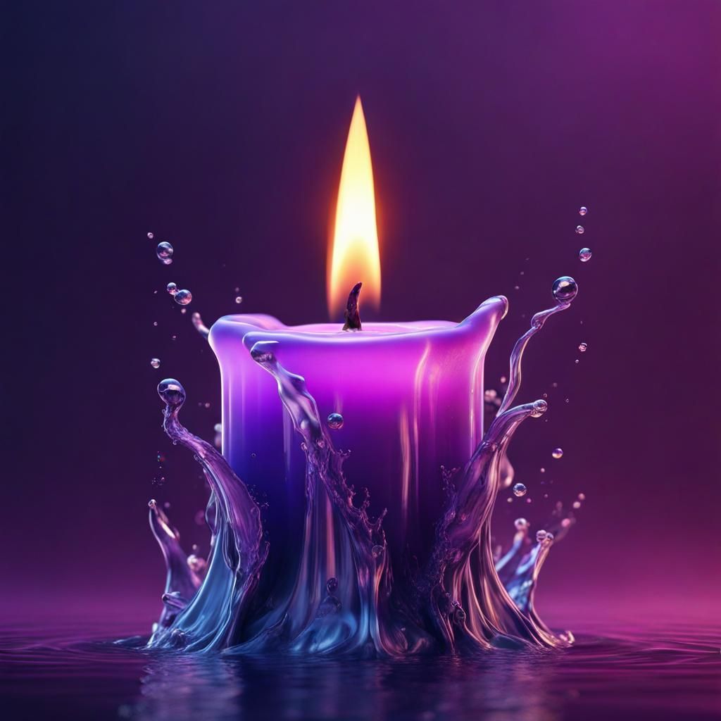 Water Flame Candle in Detailed Matte Painting