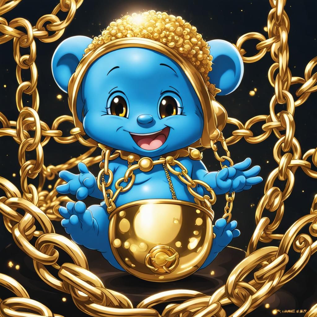 Baby Smurf with Afro in Anime Style