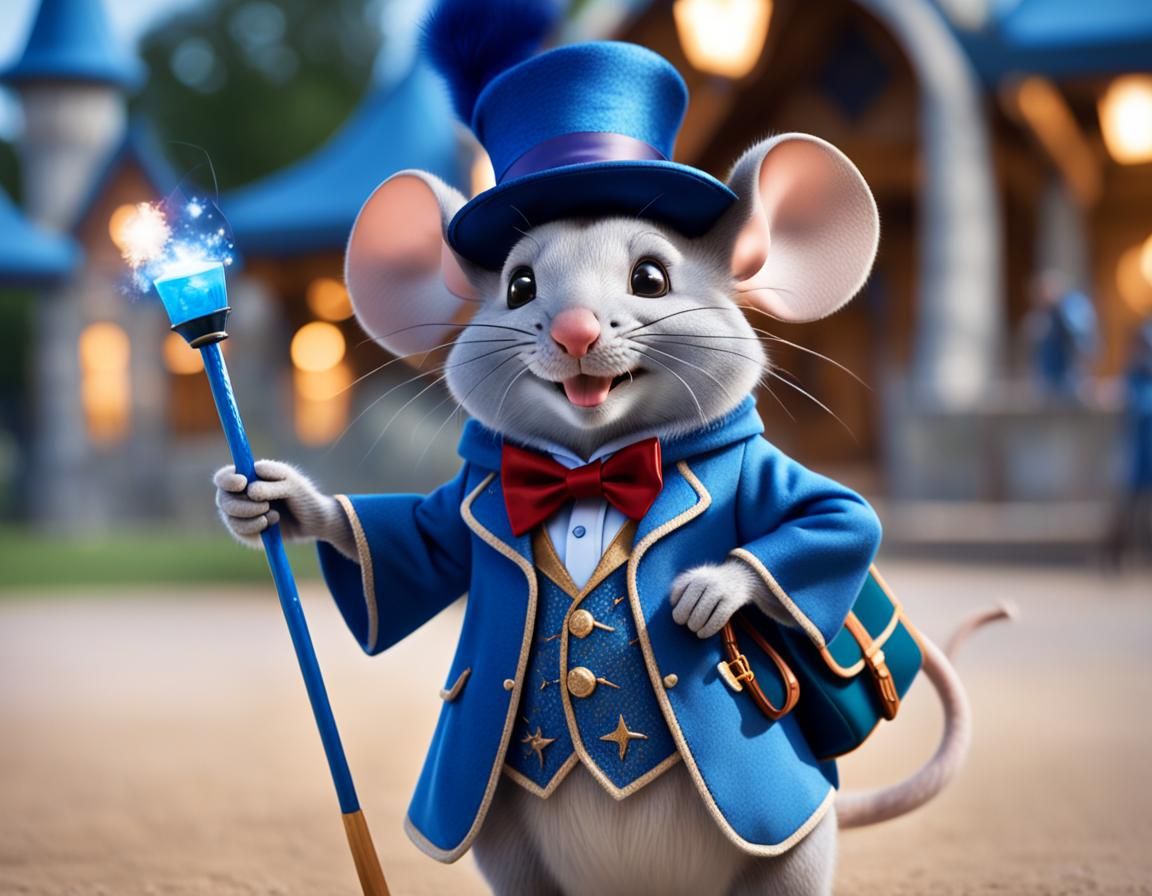 Anthropomorphic Mouse Magician in Magic Castle Playground