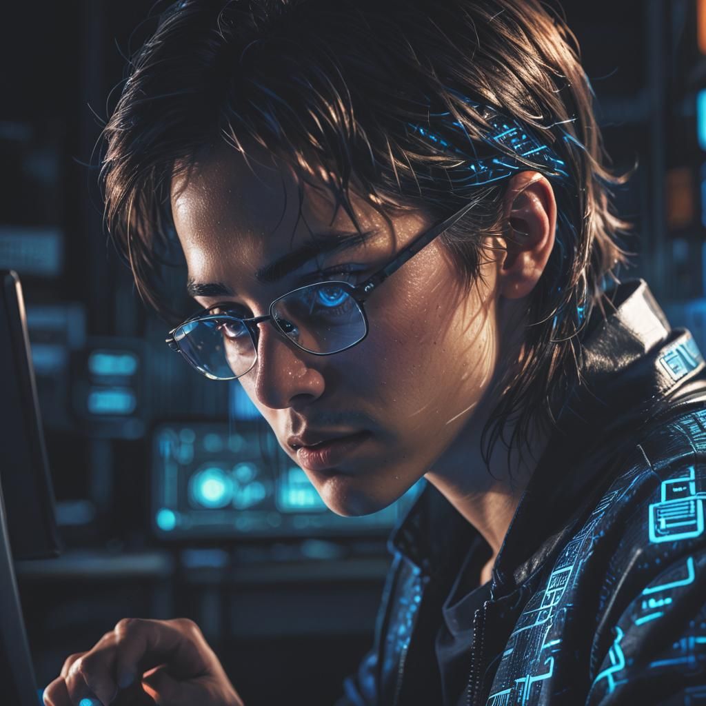 Neon Sci-Fi: Person and Shadow in Cyberpunk Style