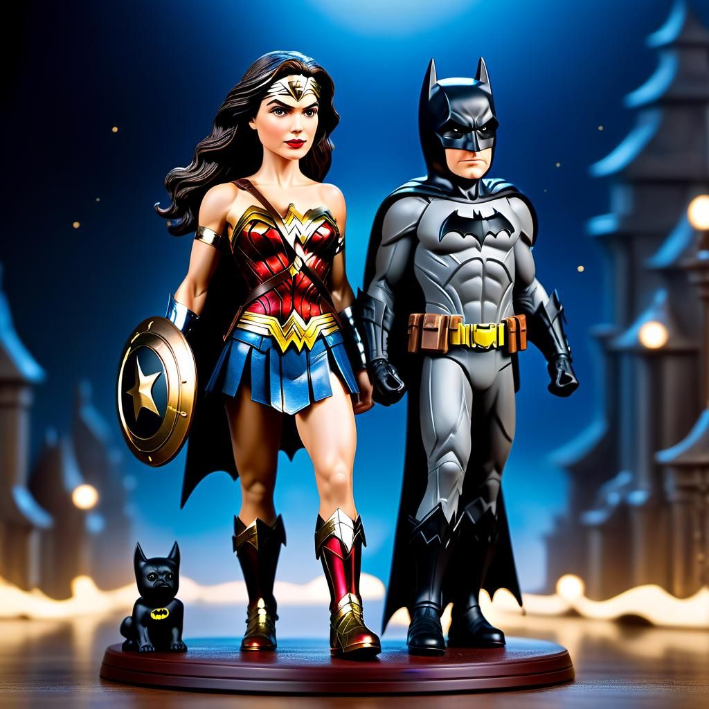 Wonder Woman and Batman Action Figures, Hyperrealistic Digit...