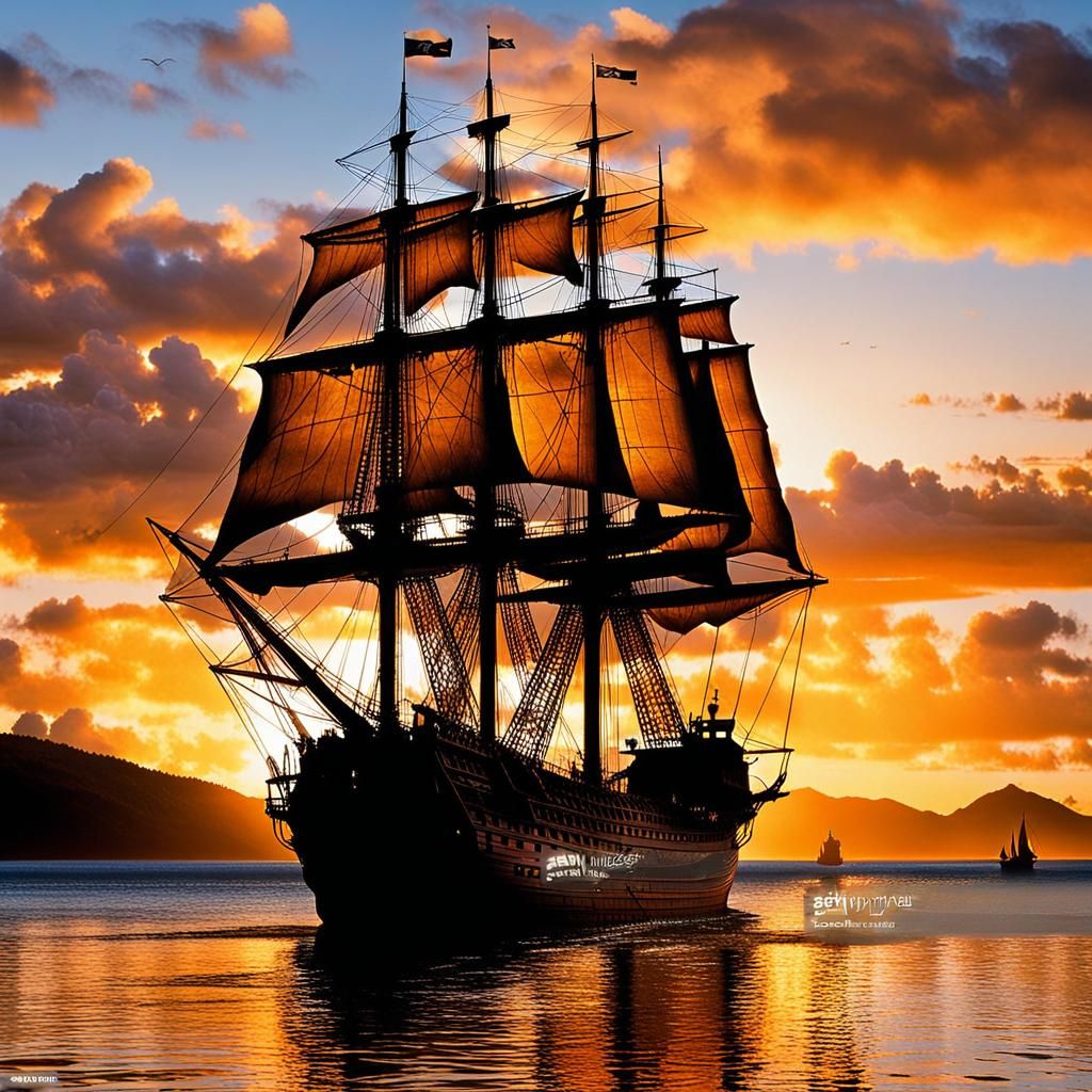 The Endeavour at Sunset in New Zealand, 1788