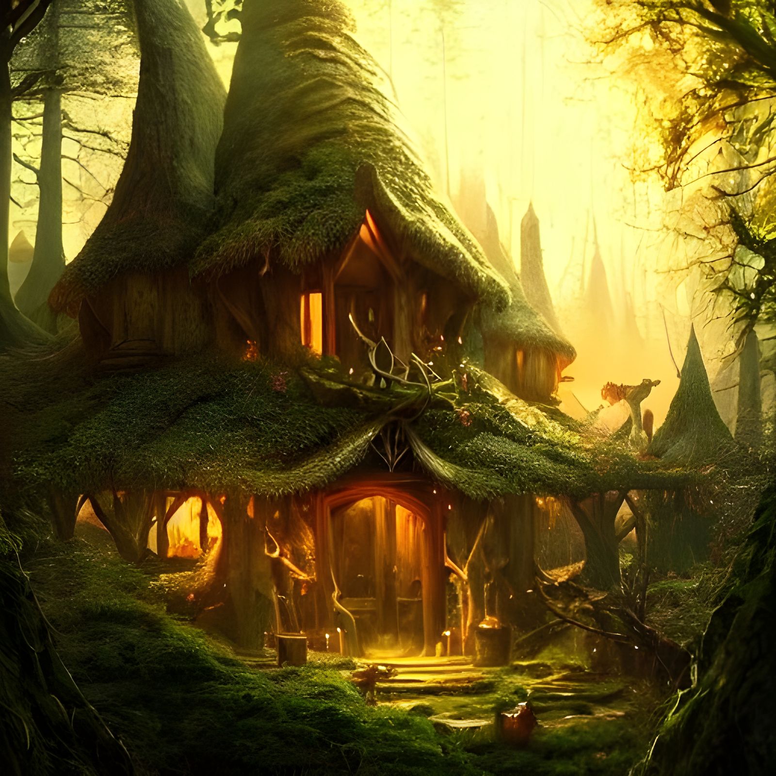 Elves in Elven Treehouses: Photorealistic Fantasy Art