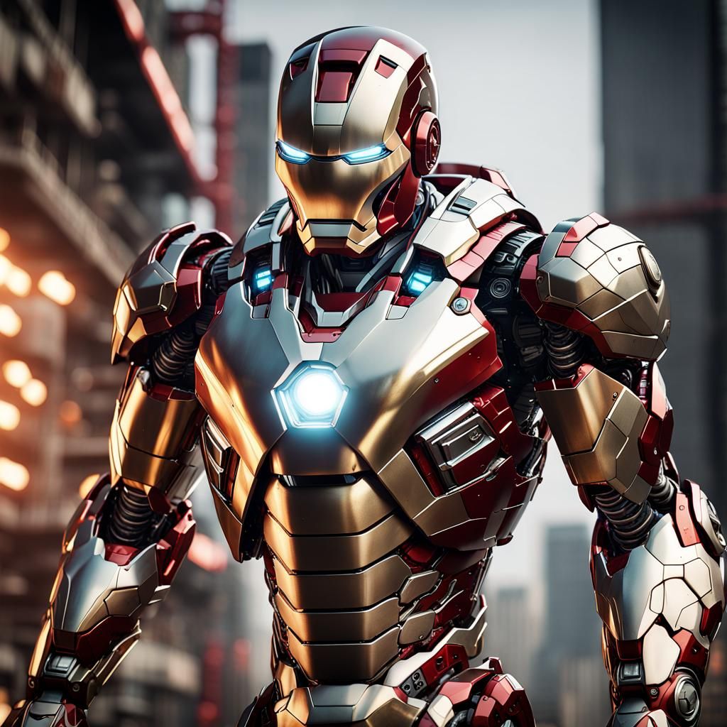 Iron Man Mech in Sci-Fi Cinematic Scene