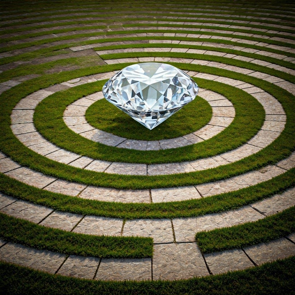 Mysterious Diamond Maze in a Lush Garden