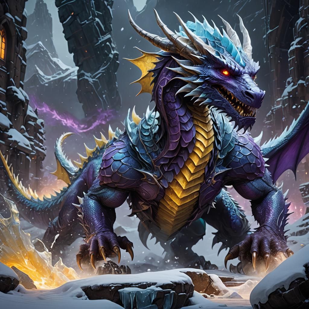 Ice Dragon in Dark Fantasy Style