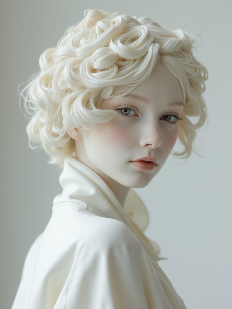 Porcelain Sculpture Portrait with Intricate Hairstyle