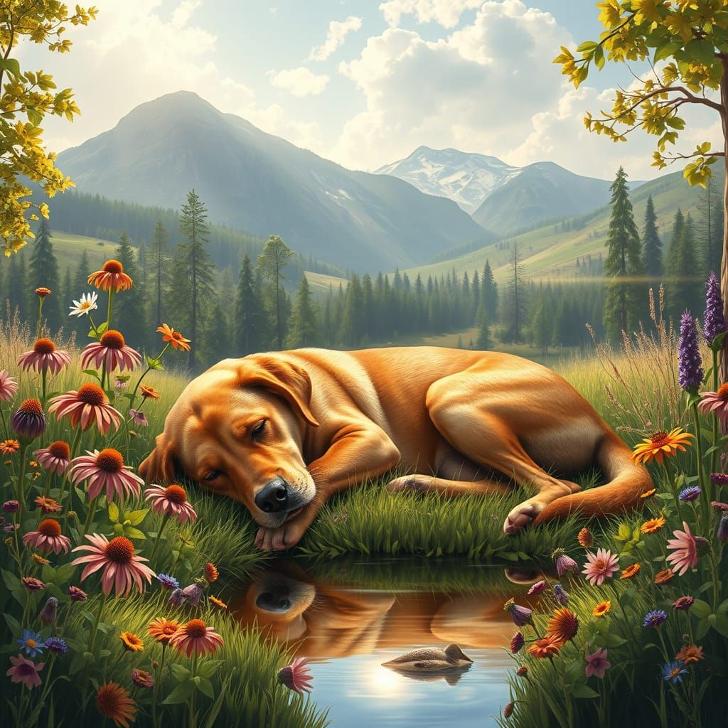 Labrador Retriever Hybrid in Ethereal Meadow
