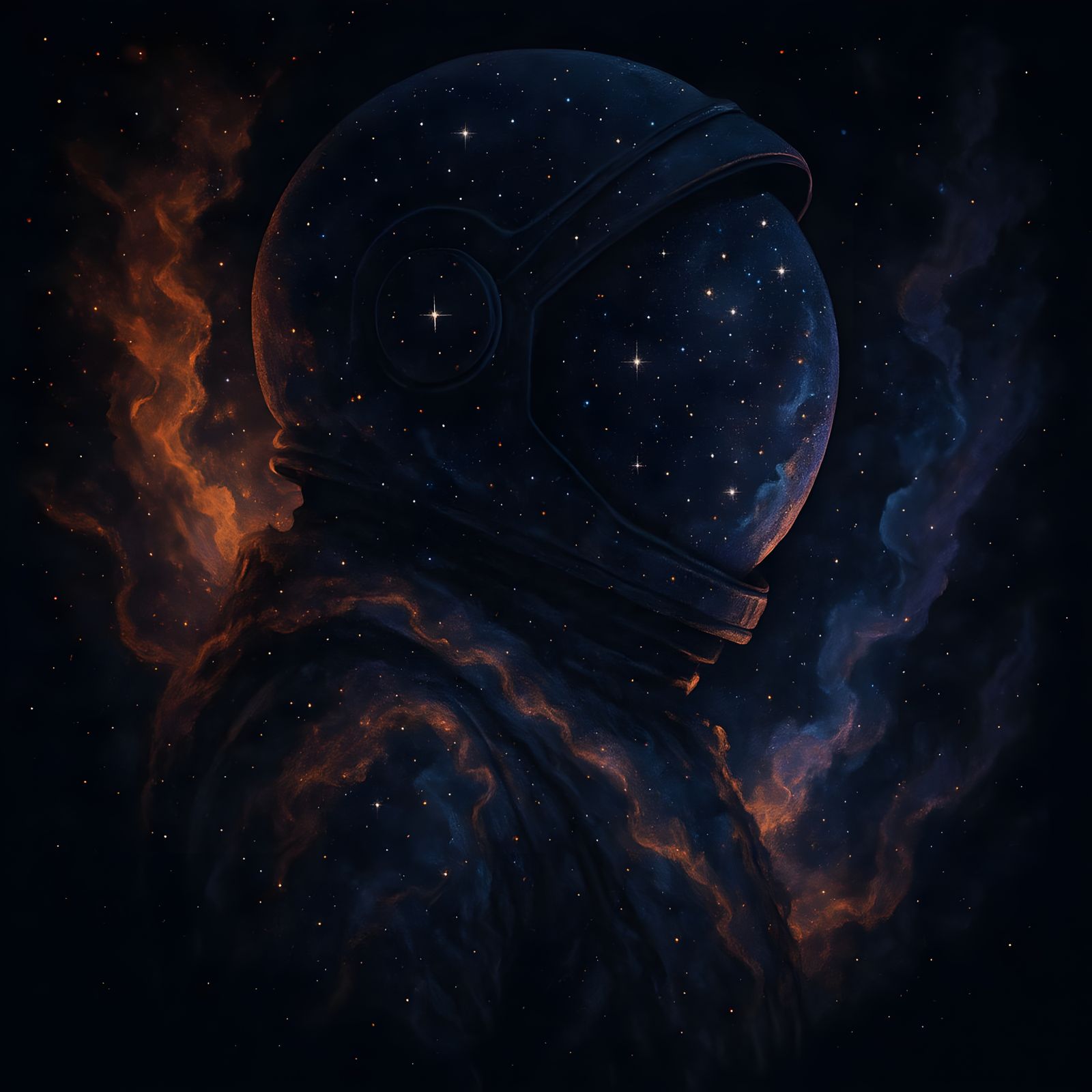 Astronaut Silhouette Merged with Cosmic Nebula