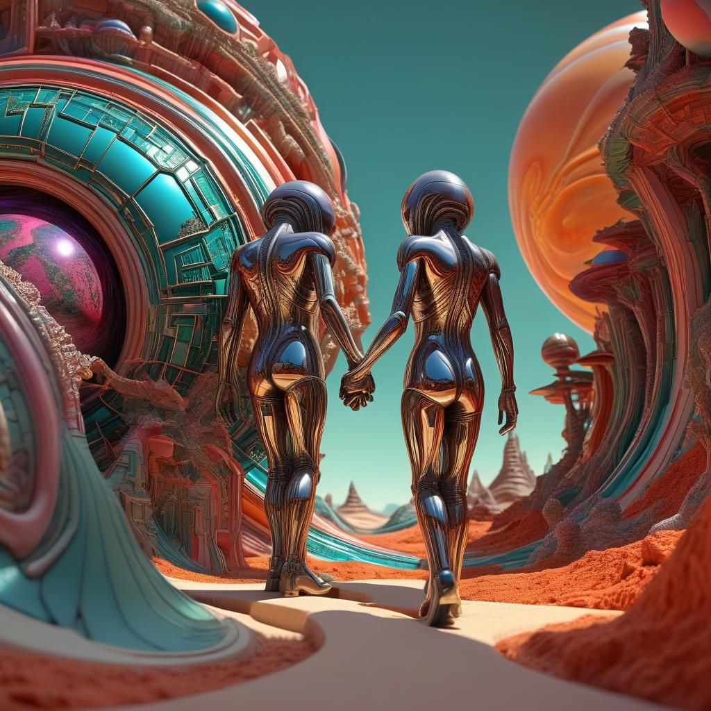 Dazzling Alien Landscape with Rotating 3D Structure