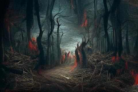Scary Dark Forest Concept Art in 8K