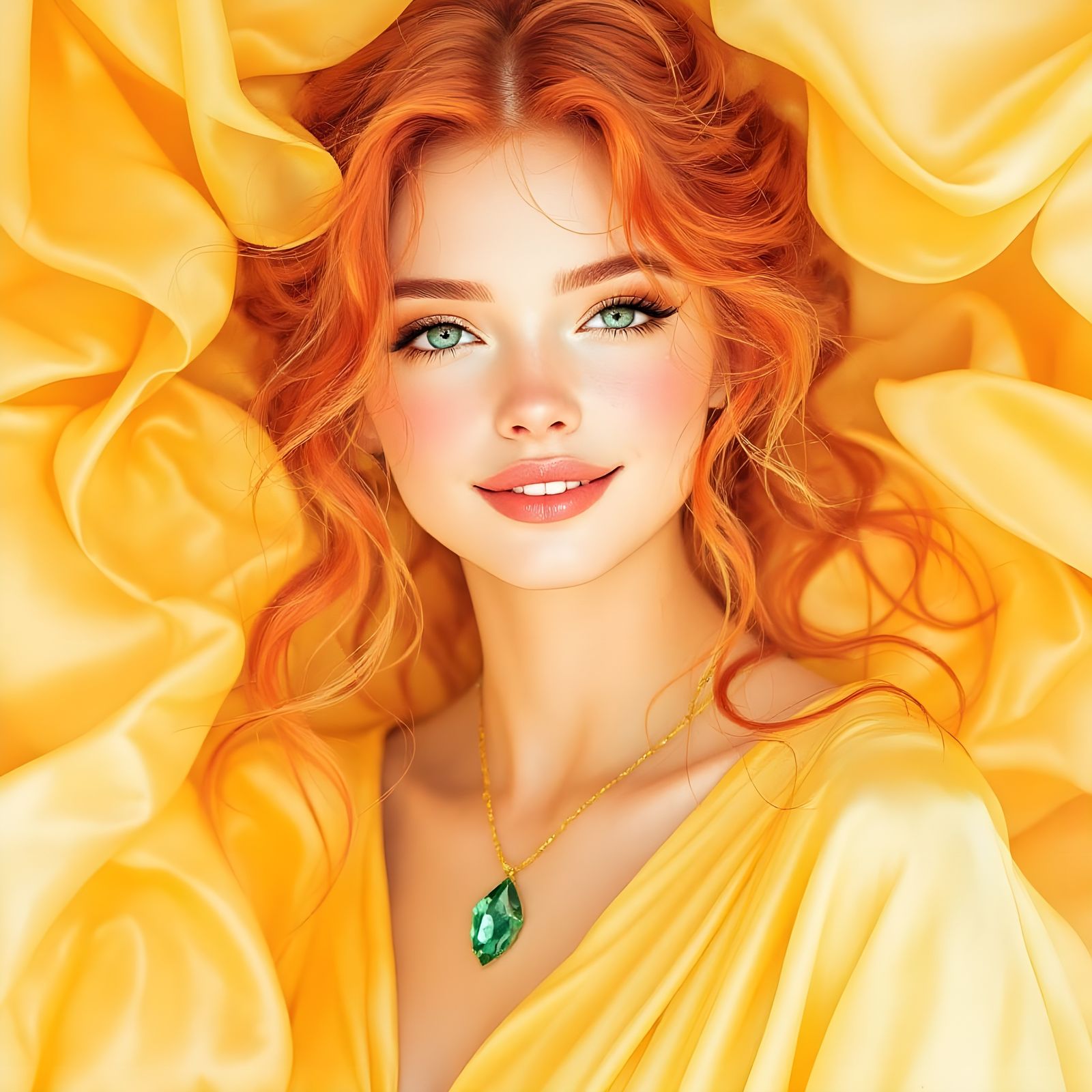 Ethereal Norse Goddess with Vibrant Silk Dress