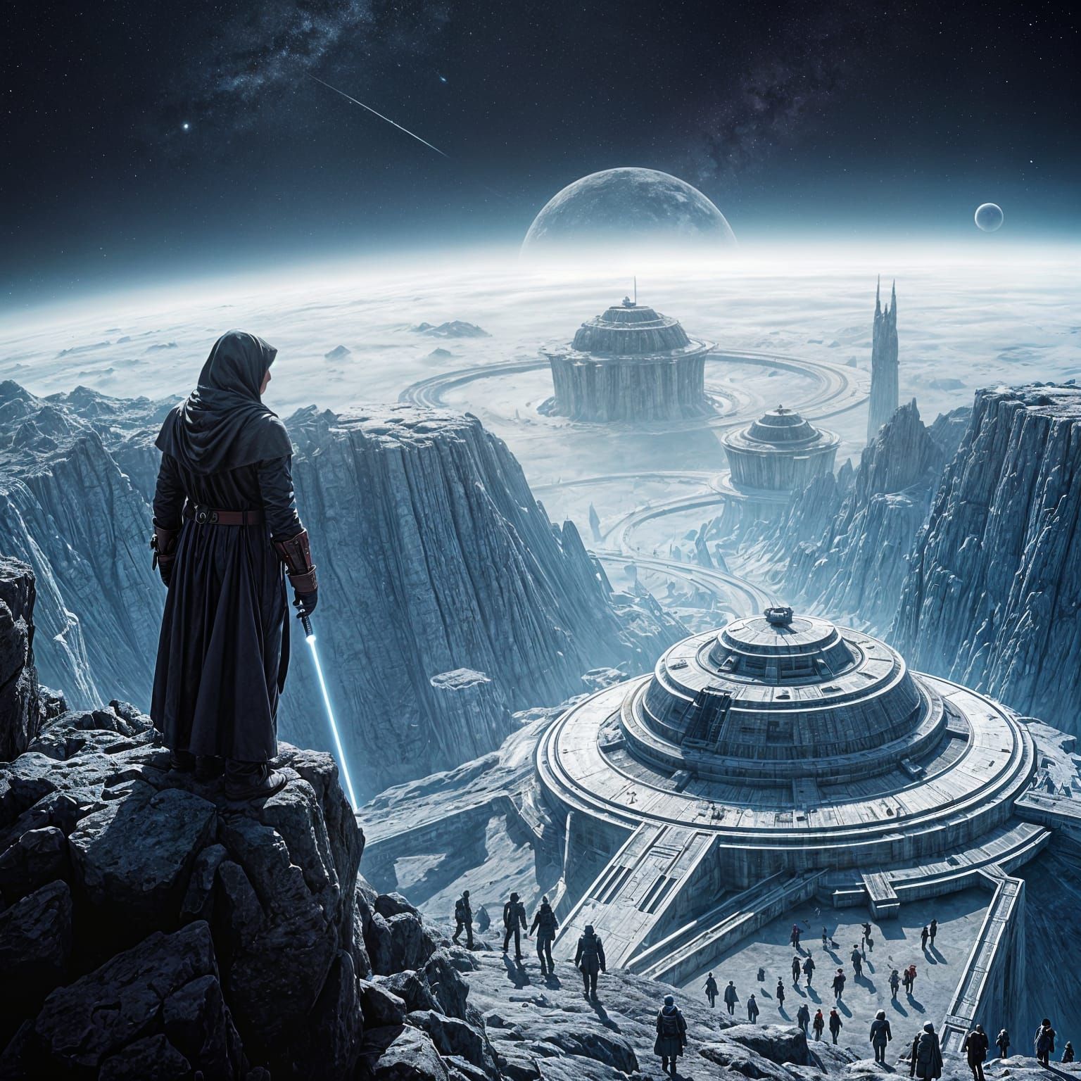 Ethereal Moonlit Cityscape in Star Wars Style