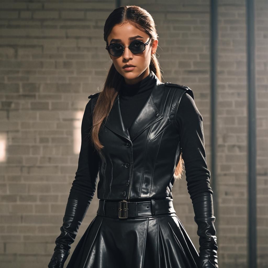 Ariana Grande in Leather: A Cinematic Prison Portrait