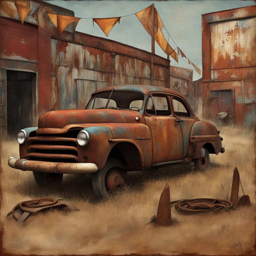 Surreal Carnival Scene with Dreamlike Elements