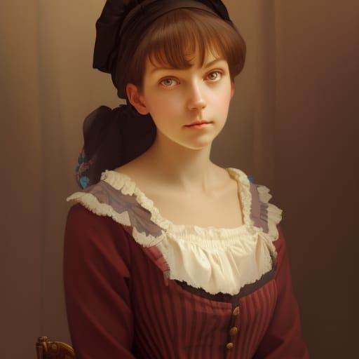 Victorian Maid Portrait in Anime Style