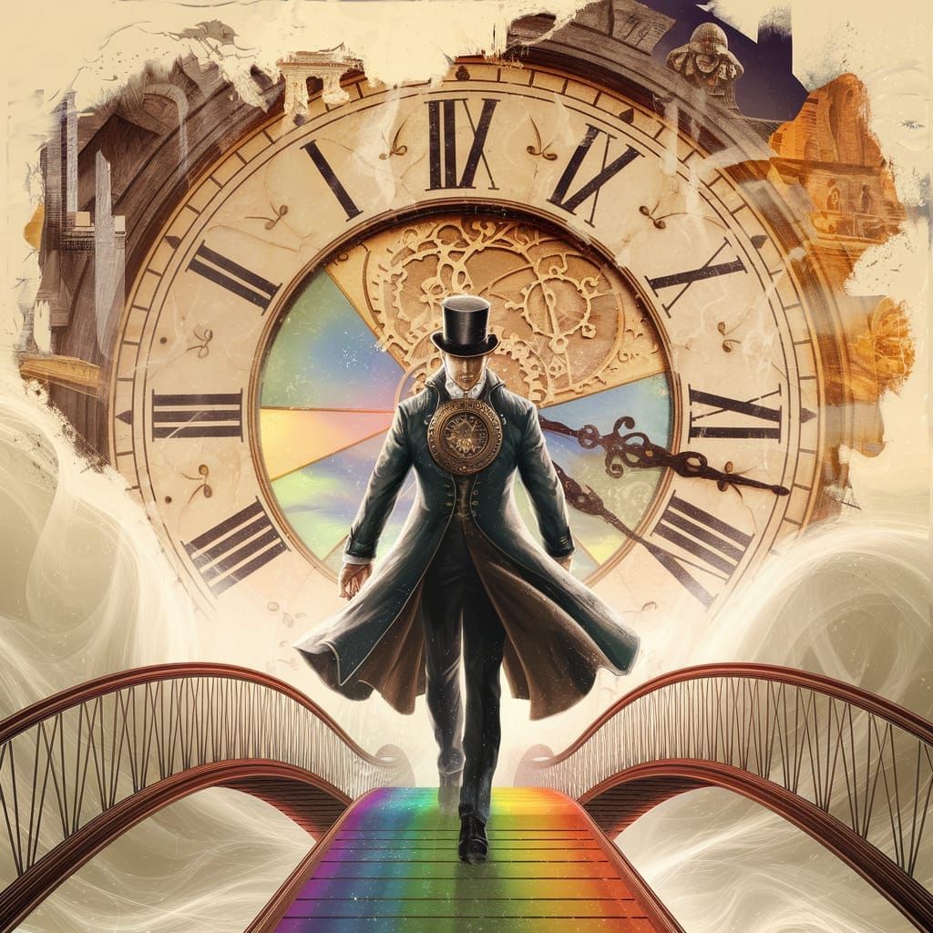 Time Traveler Emerges from Mirrored Clock-Portal