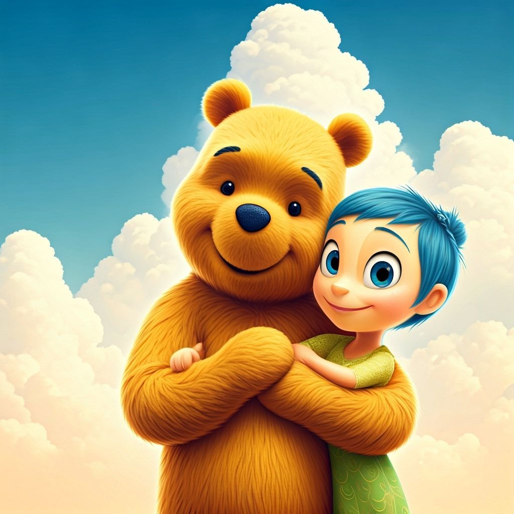 Pooh Bear and Joy in Pixar-Inspired 3D Art