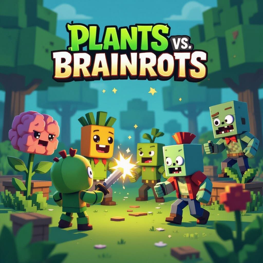 Plants vs Brainrots Roblox Game: Pixel Art Battle