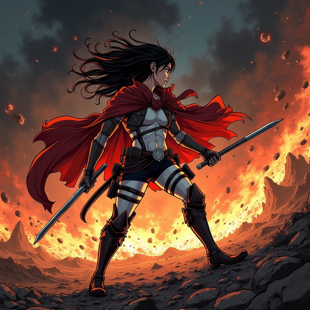 Epic Anime-Inspired Superhero Battle Scene in High-Contrast ...