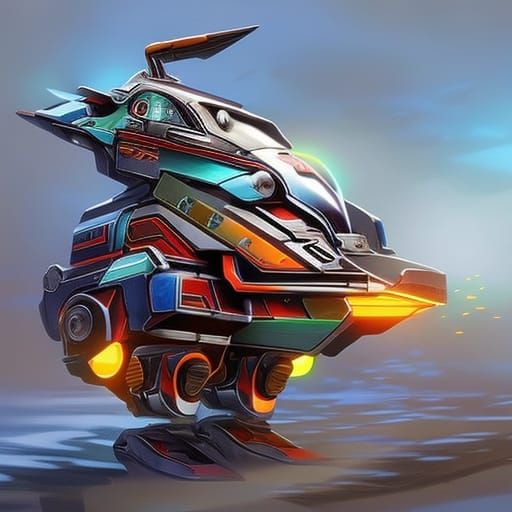 Hyperrealistic Duck Robot Splash Art