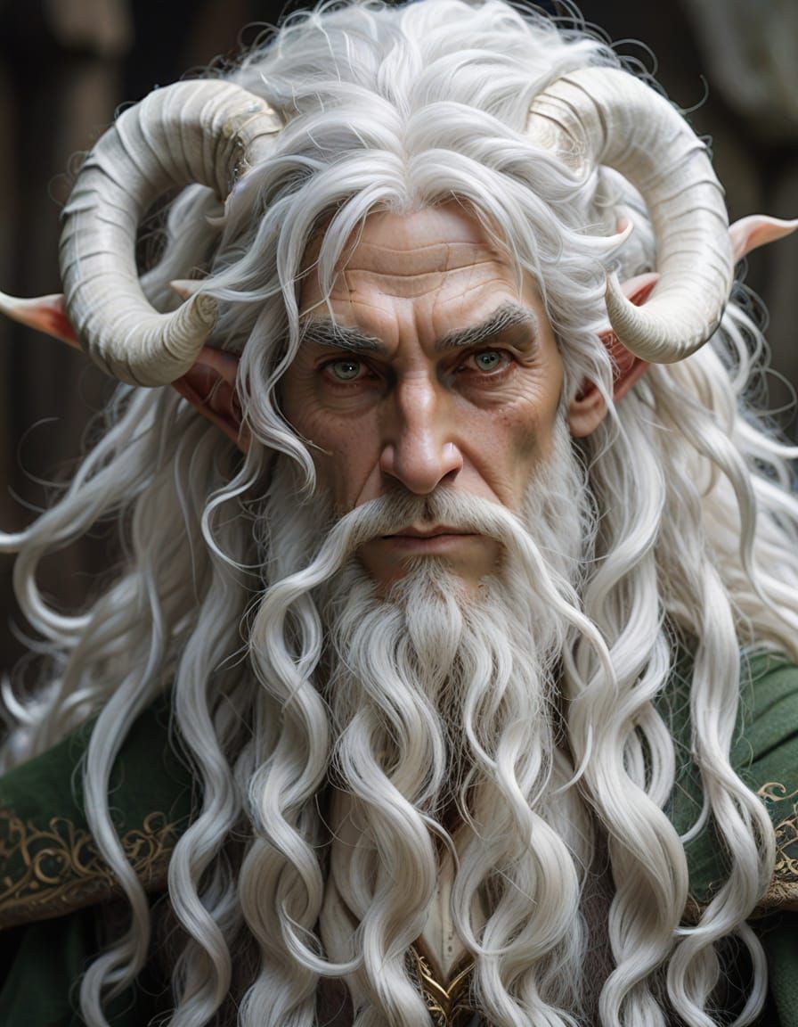 Elf with White Hair Horns
