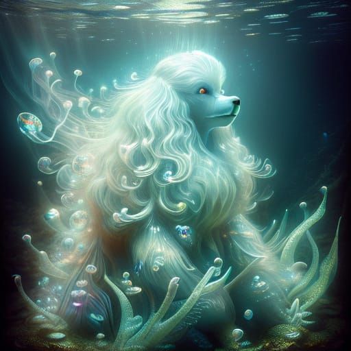 Underwater City Scene with Bioluminescent Jellyfish in Ether...