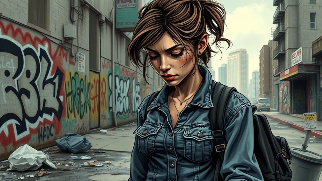 Resilient Soul in a Gritty Urban Landscape