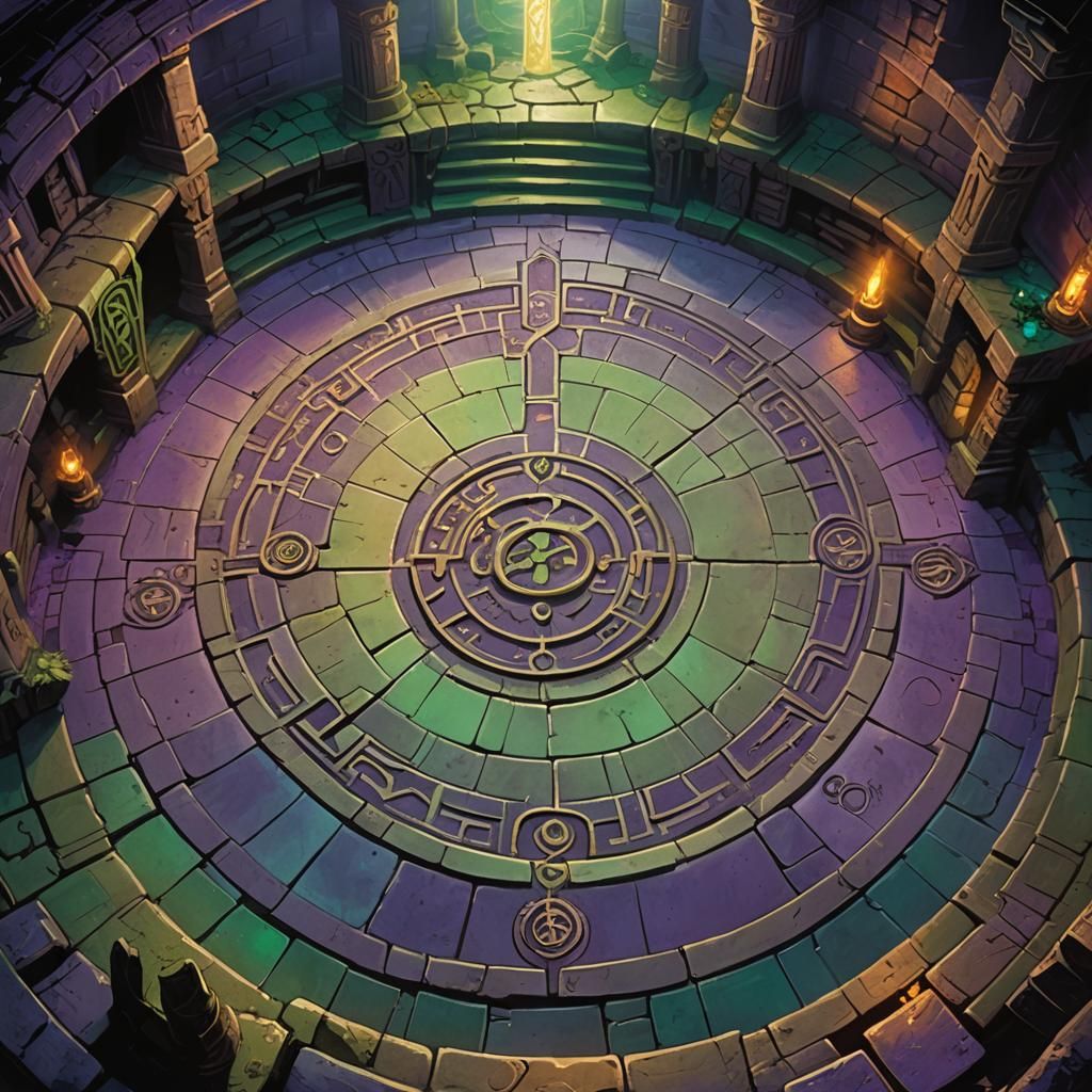 Mystical Underground Dungeon with Glowing Symbols
