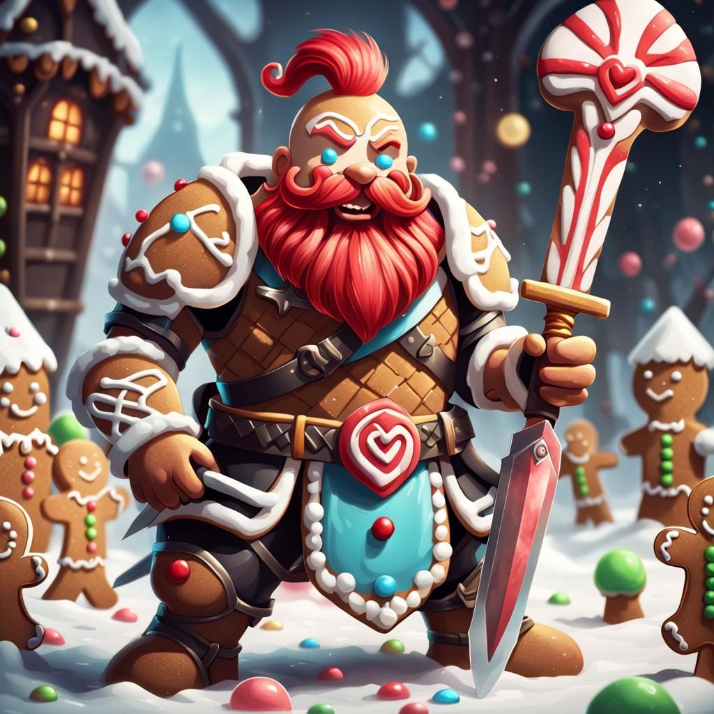 Gingerbread Warrior in Candy World, Game Art Style
