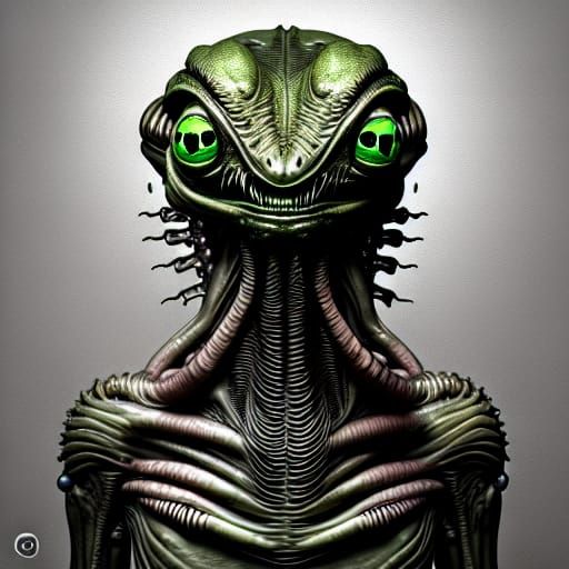 Steampunk Xenomorph Frog Album Cover Art