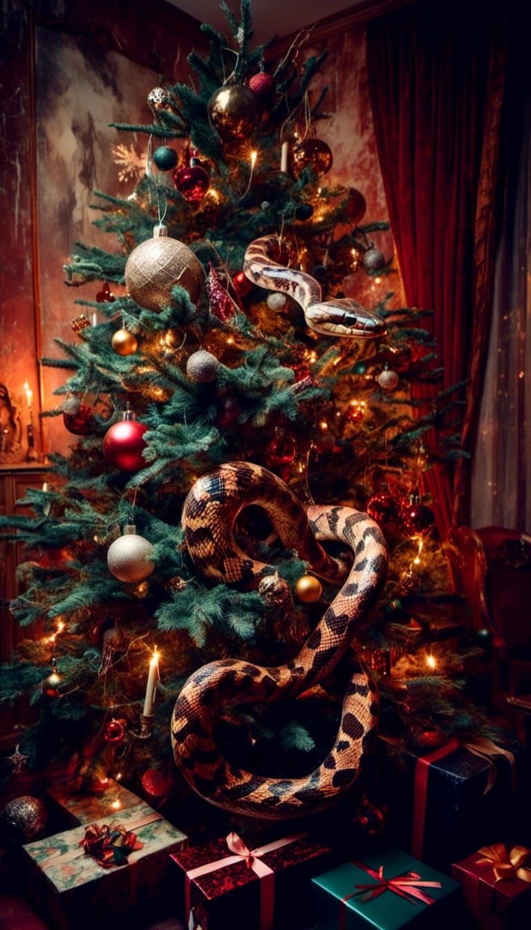 Macabre Snake Adorns Christmas Tree