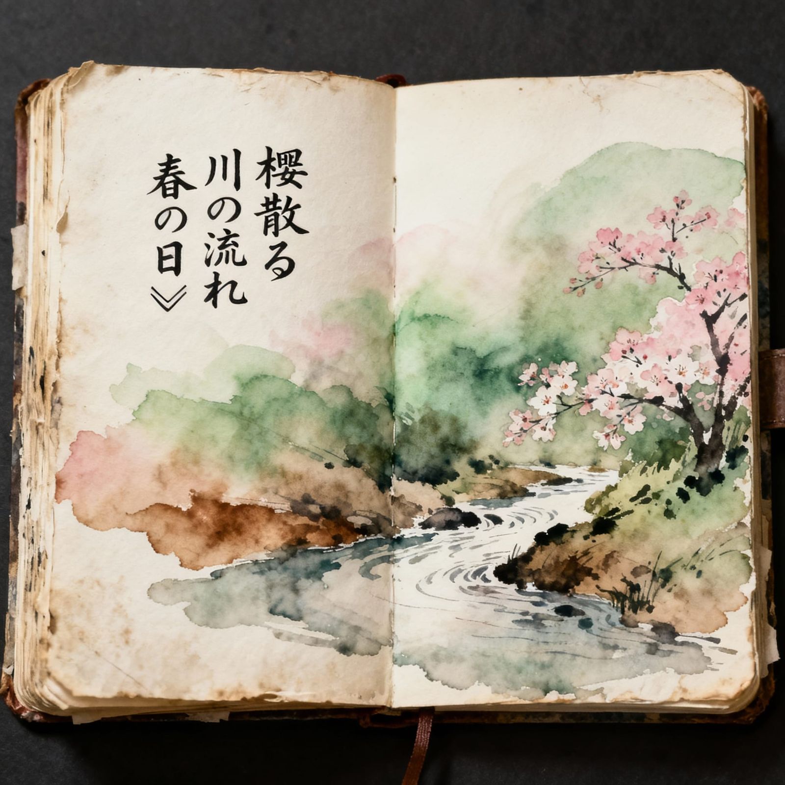 Haiku Notebook with Watercolor Cherry Blossoms