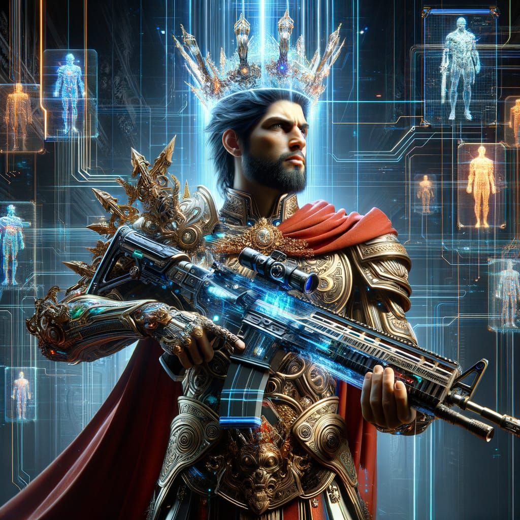 Futuristic Warrior in Virtual World