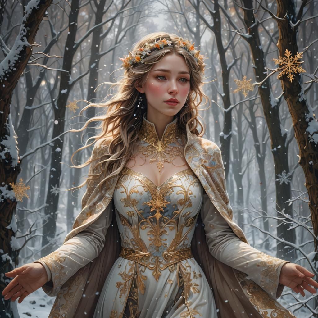 Winter Forest Figure in Hyperrealistic Digital Art